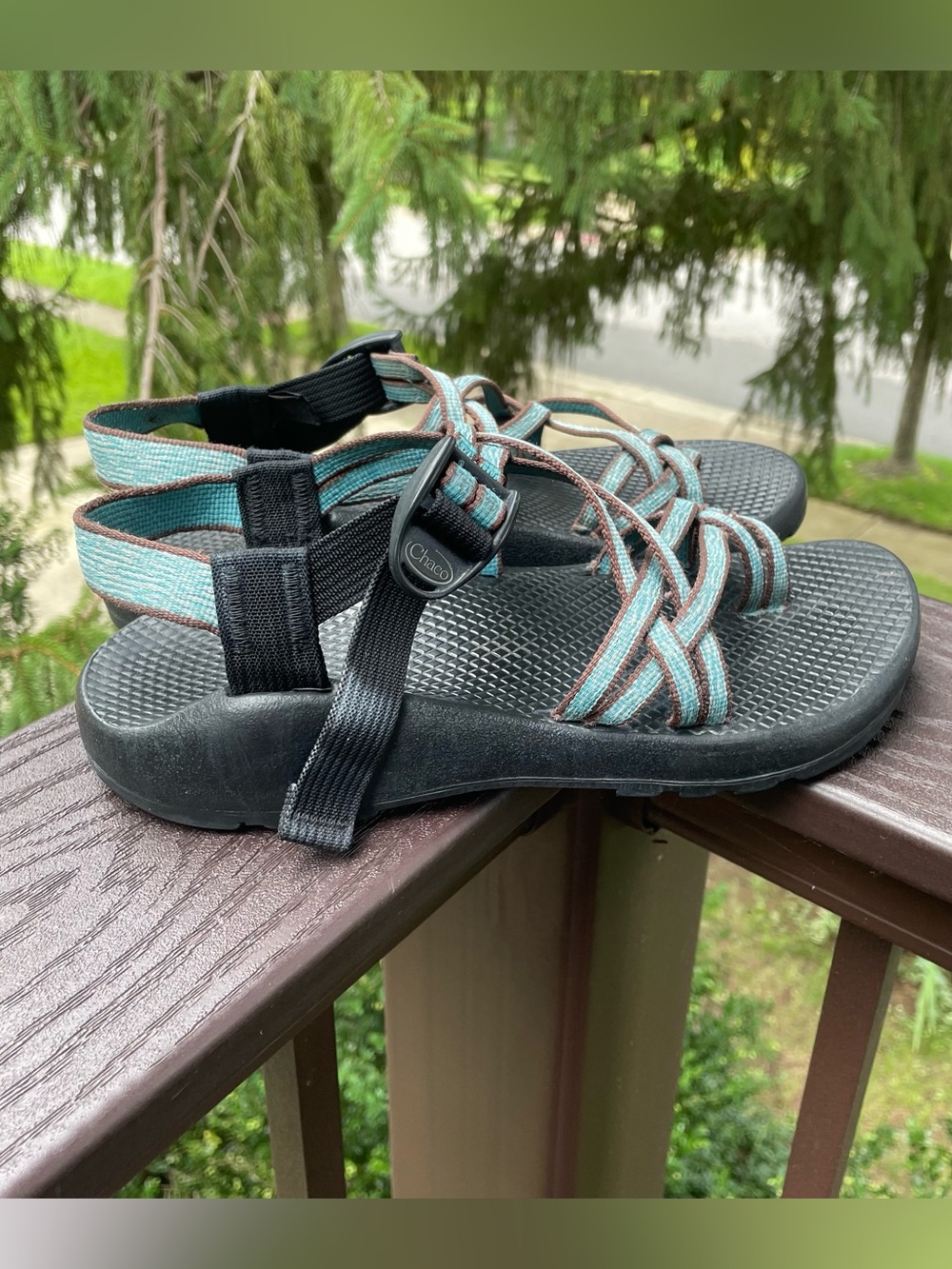 Chaco ZX/2 Classic Double Strap Hiking Sandals Teal blue & Brown Women's 8 - Picture 7 of 14